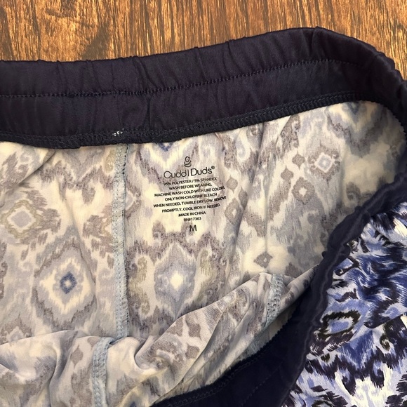 Cuddl Duds Blue and White Patterned Pajama Pants - Picture 3 of 5